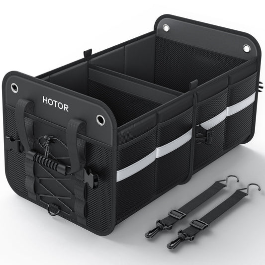 Trunk Organizer, 3-Compartment Collapsible Car Organizer and Storage Solution with Cooler Bag, Portable Car Trunk Organizer for SUV, Truck, Sedan, 33.1" X 13" X 11.8", Black